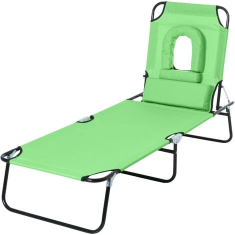 Outsunny Bain De Soleil Pliable Transat Inclinable 4 Positions Chaise Longue De Lecture 3 Coussins Fournis Vert - Vert 3 Outsunny Bain De Soleil Pliable Transat Inclinable 4 Positions Chaise Longue De Lecture 3 Coussins Fournis Vert - Vert