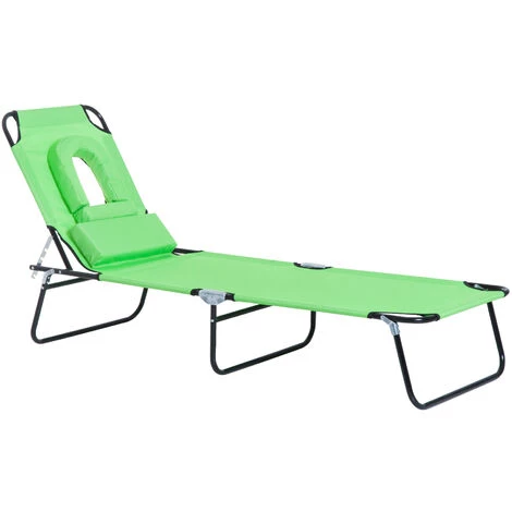 Outsunny Bain De Soleil Pliable Transat Inclinable 4 Positions Chaise Longue De Lecture 3 Coussins Fournis Vert - Vert 6 Outsunny Bain De Soleil Pliable Transat Inclinable 4 Positions Chaise Longue De Lecture 3 Coussins Fournis Vert - Vert – Image 4
