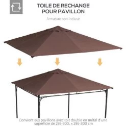 Outsunny Toile De Rechange Pour Pavillon Tonnelle Tente 3 X 3 M Polyester Haute Densité 180 G/m² Revêtement PA Anti-UV Chocolat - Marron -Outsunny Soldes Magasin 49279769 4