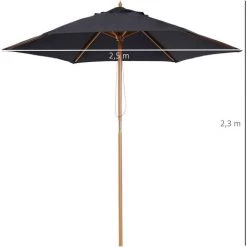 Outsunny Parasol Droit Hexagonal Grande Taille De Jardin Ø 2,5 X 2,3H M Bois De Bambou Noir - Noir -Outsunny Soldes Magasin 49597819 3