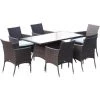 Outsunny Ensemble Salon De Jardin 6 Personnes - Grande Table Rectangulaire, 6 Fauteuils - 6 Coussins D'assise Déhoussables Inclus - Métal époxy Verre Trempé 5 Mm Résine Tressée Chocolat - Marron -Outsunny Soldes Magasin 49597828 1