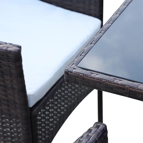 Outsunny Ensemble Salon De Jardin 6 Personnes - Grande Table Rectangulaire, 6 Fauteuils - 6 Coussins D'assise Déhoussables Inclus - Métal époxy Verre Trempé 5 Mm Résine Tressée Chocolat - Marron 6 Outsunny Ensemble Salon De Jardin 6 Personnes - Grande Table Rectangulaire, 6 Fauteuils - 6 Coussins D'assise Déhoussables Inclus - Métal époxy Verre Trempé 5 Mm Résine Tressée Chocolat - Marron – Image 4