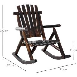 Outsunny Fauteuil De Jardin Adirondack à Bascule Rocking Chair Style Rustique Chic Bois Sapin Traité Carbonisation -Outsunny Soldes Magasin 49597892 3