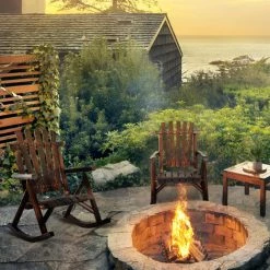 Outsunny Fauteuil De Jardin Adirondack à Bascule Rocking Chair Style Rustique Chic Bois Sapin Traité Carbonisation -Outsunny Soldes Magasin 49597892 4