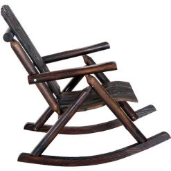Outsunny Fauteuil De Jardin Adirondack à Bascule Rocking Chair Style Rustique Chic Bois Sapin Traité Carbonisation -Outsunny Soldes Magasin 49597892 5