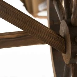 Outsunny Table Basse De Jardin Style Rustique Chic Piètement Roues Charette Bois Sapin Traité Carbonisation -Outsunny Soldes Magasin 49597900 5