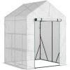 Outsunny Serre De Jardin 2 Tablettes Dim. 1,43L X 1,43l X 1,95H M Porte Déroulante Acier PE Haute Densité 140 G/m² Transparent Blanc - Blanc -Outsunny Soldes Magasin 49904422 1