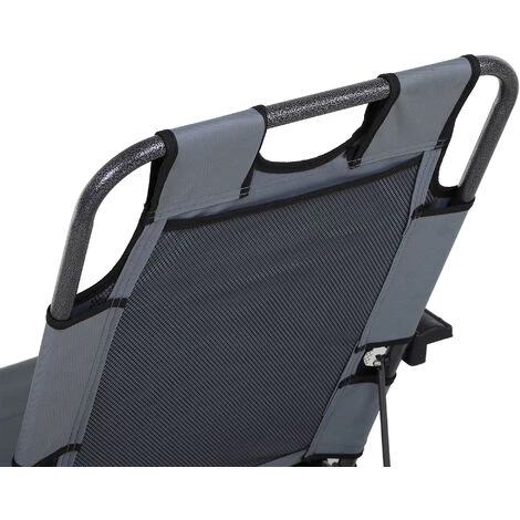 Outsunny Chaise Longue Inclinable Transat Bain De Soleil 2 En 1 Pliant Têtière Amovible Charge Max. 136 Kg Toile Oxford Facile D'entretien Gris Clair 7 Outsunny Chaise Longue Inclinable Transat Bain De Soleil 2 En 1 Pliant Têtière Amovible Charge Max. 136 Kg Toile Oxford Facile D'entretien Gris Clair – Image 5