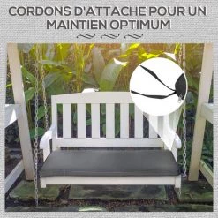 Outsunny Coussin Matelas Assise Pour Banc De Jardin Balancelle Canapé 2 Places - Déhoussable - Dim. 110L X 46l X 5H Cm - Polyester Gris -Outsunny Soldes Magasin 49904451 5