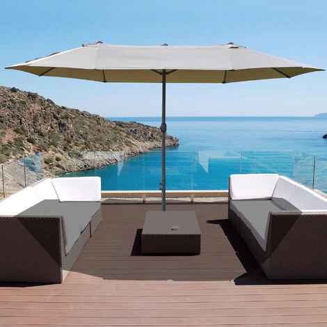 Outsunny Parasol De Jardin XXL Parasol Grande Taille 4,6L X 2,7l X 2,4H M Ouverture Fermeture Manivelle Acier Polyester Haute Densité Café Latte 4 Outsunny Parasol De Jardin XXL Parasol Grande Taille 4,6L X 2,7l X 2,4H M Ouverture Fermeture Manivelle Acier Polyester Haute Densité Café Latte – Image 2