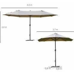 Outsunny Parasol De Jardin XXL Parasol Grande Taille 4,6L X 2,7l X 2,4H M Ouverture Fermeture Manivelle Acier Polyester Haute Densité Café Latte 9 Outsunny Parasol De Jardin XXL Parasol Grande Taille 4,6L X 2,7l X 2,4H M Ouverture Fermeture Manivelle Acier Polyester Haute Densité Café Latte -Outsunny Soldes Magasin 49904474 3