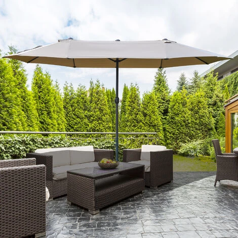 Outsunny Parasol De Jardin XXL Parasol Grande Taille 4,6L X 2,7l X 2,4H M Ouverture Fermeture Manivelle Acier Polyester Haute Densité Café Latte 6 Outsunny Parasol De Jardin XXL Parasol Grande Taille 4,6L X 2,7l X 2,4H M Ouverture Fermeture Manivelle Acier Polyester Haute Densité Café Latte – Image 4