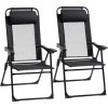 Outsunny Lot De 2 Chaises De Jardin Camping Pliables - Dossier Inclinable 5 Positions - Tétière Incluse - Acier époxy Oxford Textilène Noir - Noir -Outsunny Soldes Magasin 50904470 1