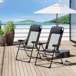 Outsunny Lot De 2 Chaises De Jardin Camping Pliables - Dossier Inclinable 5 Positions - Tétière Incluse - Acier époxy Oxford Textilène Noir - Noir 8 Outsunny Lot De 2 Chaises De Jardin Camping Pliables - Dossier Inclinable 5 Positions - Tétière Incluse - Acier époxy Oxford Textilène Noir - Noir -Outsunny Soldes Magasin 50904470 2