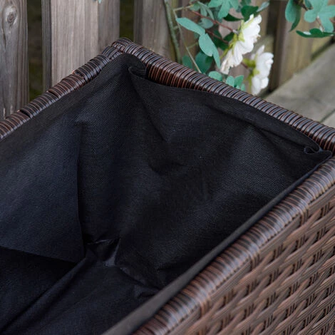 Outsunny Jardinière Sur Roulettes Dim. 94L X 31l X 36H Cm Feutre De Drainage Inclus Résine Tressée Aspect Rotin Chocolat 6 Outsunny Jardinière Sur Roulettes Dim. 94L X 31l X 36H Cm Feutre De Drainage Inclus Résine Tressée Aspect Rotin Chocolat – Image 4