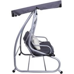 Outsunny Balancelle De Jardin 3 Places Convertible Toit Inclinaison Réglable 2 Tablettes Support 2L X 1,2l X 1,64H M Métal époxy Noir Polyester Gris - Gris 11 Outsunny Balancelle De Jardin 3 Places Convertible Toit Inclinaison Réglable 2 Tablettes Support 2L X 1,2l X 1,64H M Métal époxy Noir Polyester Gris - Gris -Outsunny Soldes Magasin 50908865 5