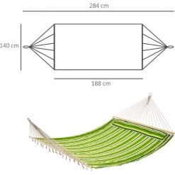 Outsunny Hamac De Voyage Portable 2 Places Style Exotique Toile De Hamac Avec Coussin Dim. 1,88L X 1,4l M 100% Coton Vert Jaune Blanc Rayé - Vert -Outsunny Soldes Magasin 50908871 3