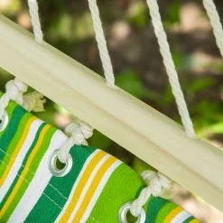 Outsunny Hamac De Voyage Portable 2 Places Style Exotique Toile De Hamac Avec Coussin Dim. 1,88L X 1,4l M 100% Coton Vert Jaune Blanc Rayé - Vert -Outsunny Soldes Magasin 50908871 5