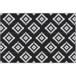 Outsunny Tapis Extérieur Style Graphique - Tapis Réversible 2 Motifs - Dim. 2,74L X 1,82l M, ép. 3 Mm - PP Haute Densité 310 G/m² Noir Blanc