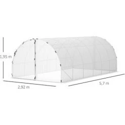 Outsunny Serre De Jardin Tunnel Surface Sol 16 M² Châssis Tubulaire Renforcé 24 Mm Double Porte Avec Poignées Blanc -Outsunny Soldes Magasin 50909082 3