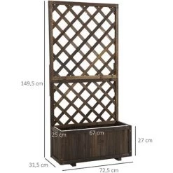 Outsunny Jardinière Avec Treillis - Bac à Fleurs - Jardinière Sur Pied - Dim. 72,5L X 31,5l X 149,5H Cm Inserts D'irrigation Inclus Bois Sapin Traité Carbonisation - Brun 9 Outsunny Jardinière Avec Treillis - Bac à Fleurs - Jardinière Sur Pied - Dim. 72,5L X 31,5l X 149,5H Cm Inserts D'irrigation Inclus Bois Sapin Traité Carbonisation - Brun -Outsunny Soldes Magasin 50909084 3