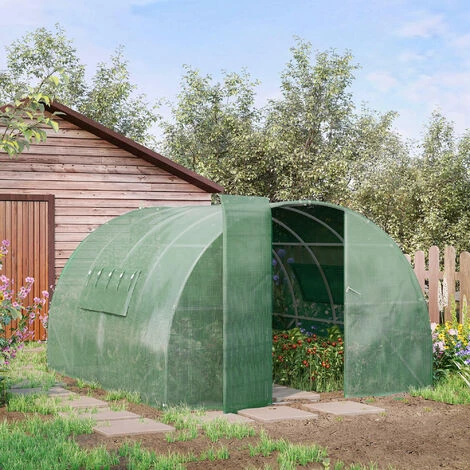 Outsunny Serre De Jardin Tunnel 11 M² Acier Galvanisé Renforcé Diamètre 2,4 Cm + PE Haute Densité Fenêtres Porte Vert 4 Outsunny Serre De Jardin Tunnel 11 M² Acier Galvanisé Renforcé Diamètre 2,4 Cm + PE Haute Densité Fenêtres Porte Vert â Image 2