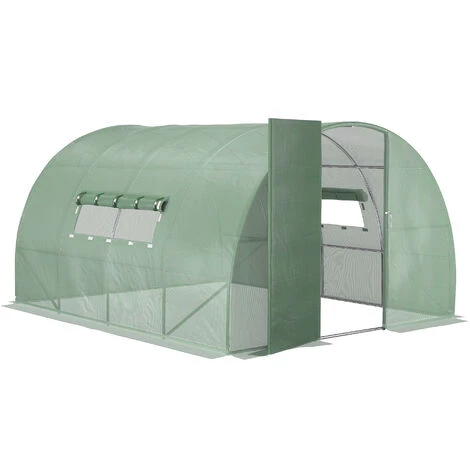 Outsunny Serre De Jardin Tunnel 11 M² Acier Galvanisé Renforcé Diamètre 2,4 Cm + PE Haute Densité Fenêtres Porte Vert 7 Outsunny Serre De Jardin Tunnel 11 M² Acier Galvanisé Renforcé Diamètre 2,4 Cm + PE Haute Densité Fenêtres Porte Vert â Image 5