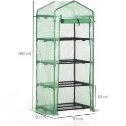 Outsunny Serre De Jardin Balcon étagère Serre 4 Niveaux 0,7L X 0,5l X 1,6H M Acier Galvanisé Bâche Amovible PE Haute Densité Vert -Outsunny Soldes Magasin 50909087 3