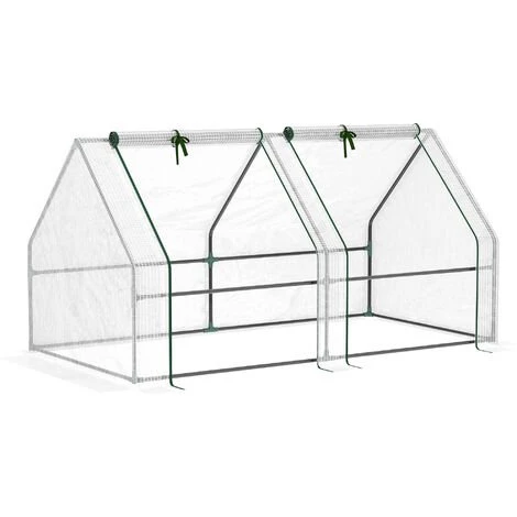 Outsunny Mini Serre De Jardin Serre à Tomates 180L X 90l X 90H Cm Acier PE Haute Densité 140 G/m² Anti-UV 2 Fenêtres Avec Zip Enroulables Blanc - Blanc 3 Outsunny Mini Serre De Jardin Serre à Tomates 180L X 90l X 90H Cm Acier PE Haute Densité 140 G/m² Anti-UV 2 Fenêtres Avec Zip Enroulables Blanc - Blanc