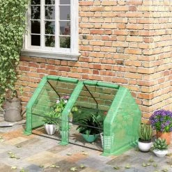 Outsunny Mini Serre De Jardin Serre à Tomates Dim. 180L X 90l X 90H Cm Acier PE Haute Densité 140 G/m² Anti-UV 2 Fenêtres Zippées Enroulables Vert - Vert -Outsunny Soldes Magasin 50909090 4