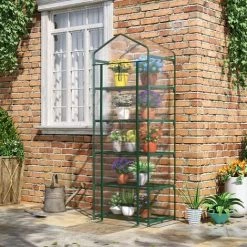 Outsunny Serre De Jardin Balcon étagère Serre 5 Niveaux 0,69L X 0,49l X 1,93H M Acier Galvanisé Bâche Amovible PVC Vert - Vert -Outsunny Soldes Magasin 50909096 4