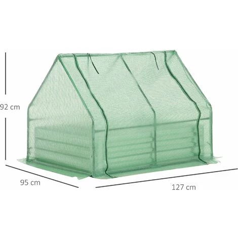 Outsunny Mini Serre De Jardin Serre à Tomates Avec Carré Potager - Acier Thermo-laqué, Tôle D'acier Ondulée, PE Haute Densité Anti-UV - Fenêtre Zippée Enroulable Vert - Vert 5 Outsunny Mini Serre De Jardin Serre à Tomates Avec Carré Potager - Acier Thermo-laqué, Tôle D'acier Ondulée, PE Haute Densité Anti-UV - Fenêtre Zippée Enroulable Vert - Vert – Image 3