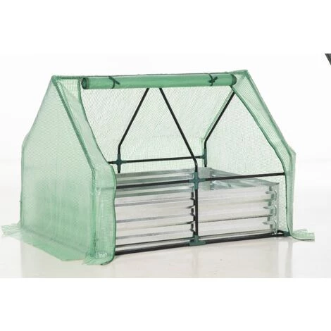 Outsunny Mini Serre De Jardin Serre à Tomates Avec Carré Potager - Acier Thermo-laqué, Tôle D'acier Ondulée, PE Haute Densité Anti-UV - Fenêtre Zippée Enroulable Vert - Vert 6 Outsunny Mini Serre De Jardin Serre à Tomates Avec Carré Potager - Acier Thermo-laqué, Tôle D'acier Ondulée, PE Haute Densité Anti-UV - Fenêtre Zippée Enroulable Vert - Vert – Image 4
