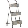 Outsunny Jardinière Chariot Sur Pied 3 Niveaux Style Rural Chic - Pliable - 2 Poignées Et Roues - Nœuds De Corde Métal Martelé Effet Vieilli