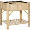 Outsunny Jardinière Sur Pieds - Carré Potager Avec étagère - Dim. 78L X 58l X 81H Cm - 6 Compartiments - Feutre Drainage Inclus - Bois Sapin Pré-huilé - Beige -Outsunny Soldes Magasin 50909132 1