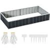 Outsunny Carré Potager De Jardin Dim. 174L X 90l X 30H Cm - Modulable, Montage Sans Outils, Gants Fournis - Tôle D'acier Ondulée Anthracite - Gris -Outsunny Soldes Magasin 50909139 1