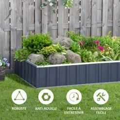 Outsunny Carré Potager De Jardin Dim. 174L X 90l X 30H Cm - Modulable, Montage Sans Outils, Gants Fournis - Tôle D'acier Ondulée Anthracite - Gris -Outsunny Soldes Magasin 50909139 4