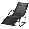 Outsunny Chaise Longue Transat Design - Assise, Dossier Ergonomique, Accoudoirs - Métal époxy Textilène Noir -Outsunny Soldes Magasin 50909164 1
