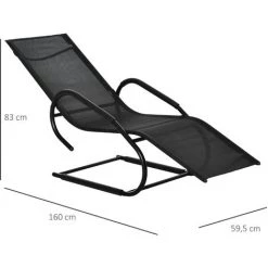 Outsunny Chaise Longue Transat Design - Assise, Dossier Ergonomique, Accoudoirs - Métal époxy Textilène Noir 9 Outsunny Chaise Longue Transat Design - Assise, Dossier Ergonomique, Accoudoirs - Métal époxy Textilène Noir -Outsunny Soldes Magasin 50909164 3