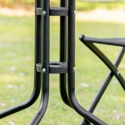 Outsunny Salon De Jardin Bistro 2 Chaises Pliables - Table Ronde Dim. Ø60 X 70H Cm - Plateau Verre Trempé Métal époxy Textilène Noir -Outsunny Soldes Magasin 50909165 5