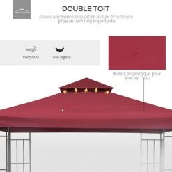 Outsunny Toile De Rechange Pour Pavillon Tonnelle Tente 3 X 3 M Polyester Haute Densité 180 G/m² Bordeaux - Rouge -Outsunny Soldes Magasin 50909175 4