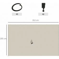 Outsunny Parois Latérales De Rechange Barnum Tonnelle 3 X 4 M - 2 Systèmes D'attache Boucles Ou Crochets - Bâches De Rechange Zippées, Avec Velcro D'attache - Polyester Beige -Outsunny Soldes Magasin 50909176 3