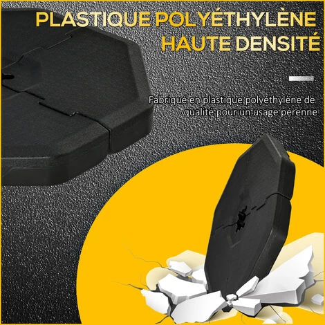 Outsunny Lot De 4 Poids De Lestage Octogonales Avec Poignées - Compatibilité Parasols Déportés Piètement Croix - HDPE Texturé Noir 6 Outsunny Lot De 4 Poids De Lestage Octogonales Avec Poignées - Compatibilité Parasols Déportés Piètement Croix - HDPE Texturé Noir – Image 4