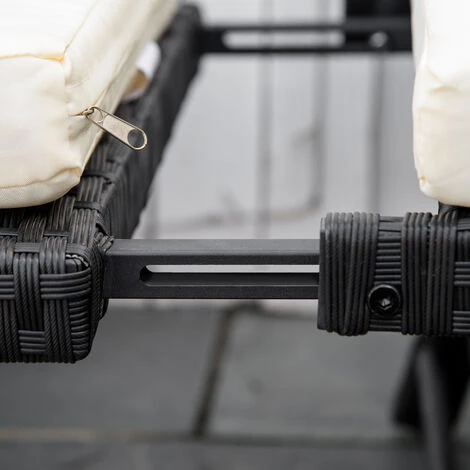 Outsunny Canapé Lit De Jardin Extensible 3 Places Grand Confort 4 Coussins écru Inclus Résine Tressée Imitation Rotin Noir - Noir 7 Outsunny Canapé Lit De Jardin Extensible 3 Places Grand Confort 4 Coussins écru Inclus Résine Tressée Imitation Rotin Noir - Noir – Image 5