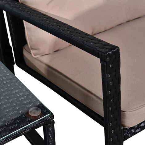 Outsunny Ensemble De Jardin 3 Pièces Style Colonial 2 Fauteuils à Bascule Avec Coussins Marron Table Basse étagère Métal époxy Résine Tressée 4 Fils Noir - Marron 6 Outsunny Ensemble De Jardin 3 Pièces Style Colonial 2 Fauteuils à Bascule Avec Coussins Marron Table Basse étagère Métal époxy Résine Tressée 4 Fils Noir - Marron â Image 4