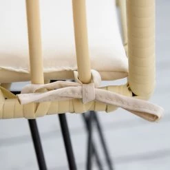 Outsunny Ensemble Bistro De Jardin 2 Places 3 Pièces Style Exotique 2 Chaises + Table Basse Ronde Métal époxy Noir Résine Tressée Beige -Outsunny Soldes Magasin 50909191 4