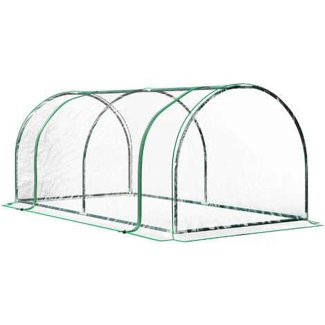 Outsunny Serre De Jardin Tunnel Serre à Tomates Dim. 2L X 1l X 0,8H M 2 Portes Zippées Bâche PVC Transparent Acier époxy Vert 3 Outsunny Serre De Jardin Tunnel Serre à Tomates Dim. 2L X 1l X 0,8H M 2 Portes Zippées Bâche PVC Transparent Acier époxy Vert