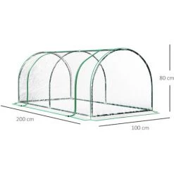 Outsunny Serre De Jardin Tunnel Serre à Tomates Dim. 2L X 1l X 0,8H M 2 Portes Zippées Bâche PVC Transparent Acier époxy Vert 9 Outsunny Serre De Jardin Tunnel Serre à Tomates Dim. 2L X 1l X 0,8H M 2 Portes Zippées Bâche PVC Transparent Acier époxy Vert -Outsunny Soldes Magasin 50921199 3