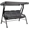 Outsunny Balancelle De Jardin 3 Places Grand Confort Toit Inclinaison Réglable épais Coussins Amovibles Polyester Acier époxy Gris Noir -Outsunny Soldes Magasin 50952473 1