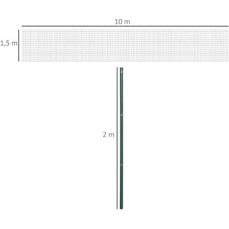 Outsunny Grillage Rouleau Soudé - Maille 7,3L X 6,3l Cm - Hauteur 2 M - Longueur 10 M - Poteaux, Jambes De Force Inclus - Acier Revêtement PVC Vert - Vert 5 Outsunny Grillage Rouleau Soudé - Maille 7,3L X 6,3l Cm - Hauteur 2 M - Longueur 10 M - Poteaux, Jambes De Force Inclus - Acier Revêtement PVC Vert - Vert – Image 3